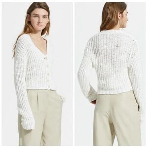 Theory Cotton Nylon Ribbed Cardigan